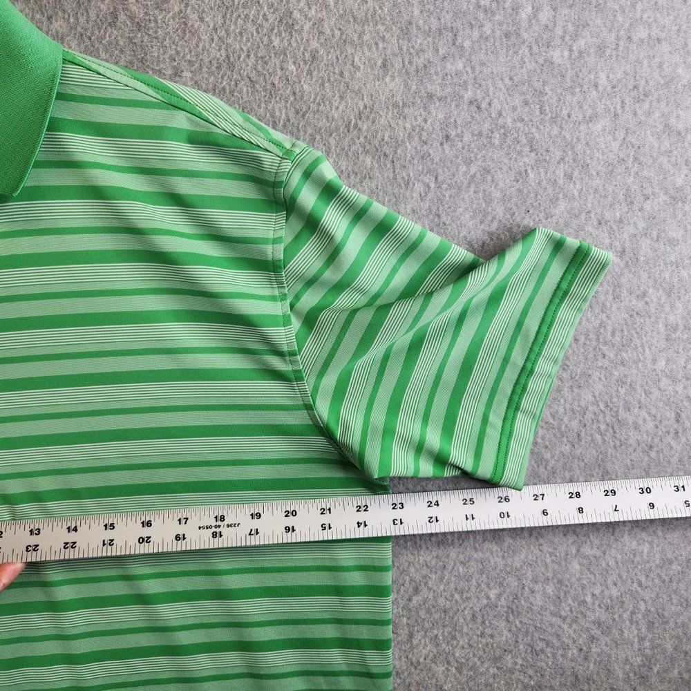 Peter Millar Summer Comfort Polo Shirt Mens Medium Green Striped Stretchy - Picture 11 of 15
